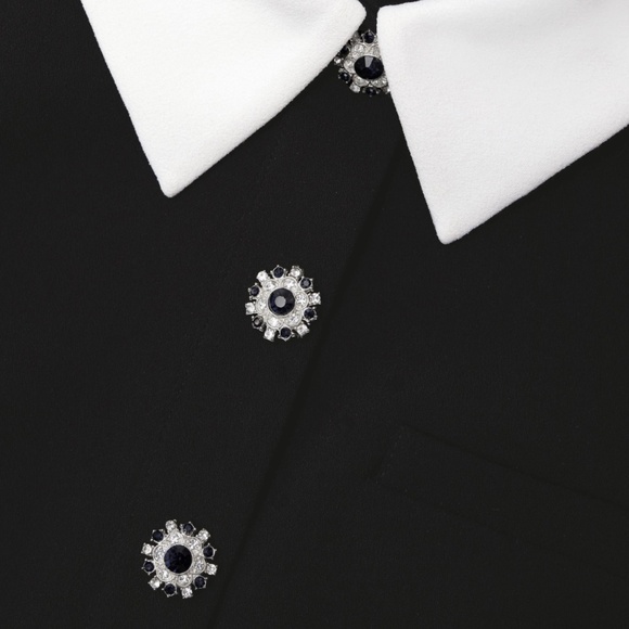 self-portrait Black Crepe Contrast Midi Dress Size: US12 - MSRP $585 - NWT - Picture 5 of 9